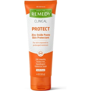 Medline Remedy CLINICAL Zinc Oxide Paste Skin Protectant (4 oz Tube), Vanilla Scent, Diaper Rash Cream, Incontinence Care, Wetness Protection, Paraben Free, Hypoallergenic, Adults, Children Medline