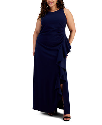 Plus Size Side-Ruffle Sleeveless Gown Alex Evenings