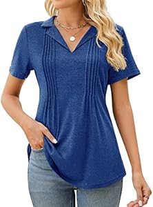 Женская Поло рубашка Kistore Kistore Womens Short Sleeve Polo T Shirts V Neck Summer Basic Tops Fashion 2024 Business Casual Work Blouse S-XXL Kistore