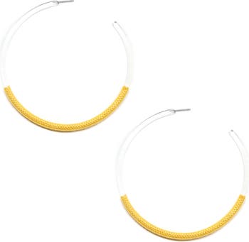 Акриловые серьги-кольца с желтой нитью Ettika