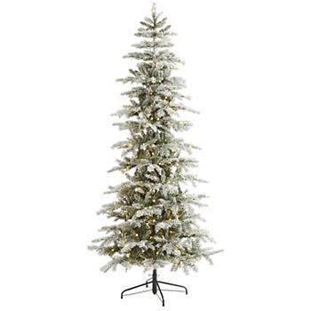 nearly natural 7.5-ft. Slim Flocked Nova Scotia Spruce 450-Light Artificial Christmas Tree Nearly Natural