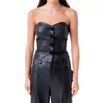 Faux Leather Strapless Top Endless rose