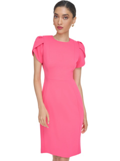 Платье-футляр из крепа с рукавами-тюльпанами Scuba Calvin Klein