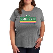 Plus Sesame Street Logo Repeated Graphic Tee Licensed Character