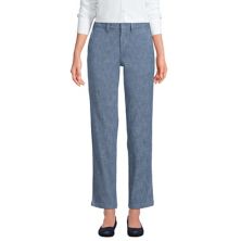 Petite Lands' End Mid Rise Classic Straight Leg Chambray Ankle Pants Lands' End