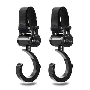 Sunveno Stroller Hook 360° Multi Purpose Hooks Hanger Diaper Bag Hanger-2 Pack Sunveno