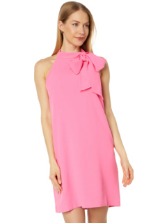 Open Back Halter Neck Crepe Shift Dress with Bow Vince Camuto