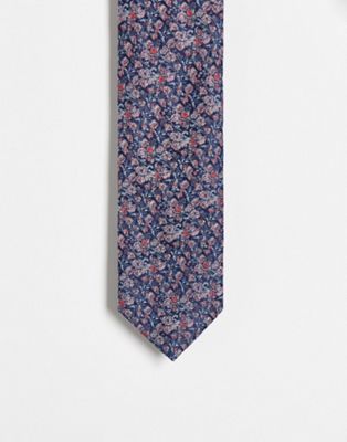 Красный узкий галстук с ярким цветочным принтом ASOS DESIGN ASOS DESIGN