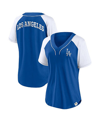 Женская футболка Royal Los Angeles Dodgers Bunt реглан с v-образным вырезом Fanatics
