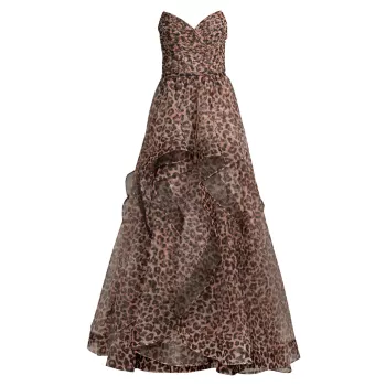 Леопардовое платье с оборками Basix
