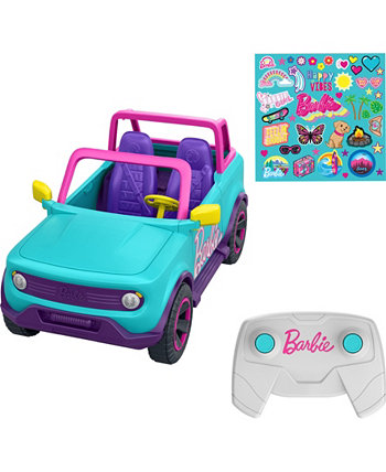 Barbie RC SUV and Stickers, Battery-Powered Toy Truck, Fits 2 Barbie Dolls Hot Wheels