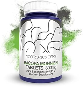 Bacopa monnieri Extract Tablets (Таблетки) | 240 Count | Minimum 24% Bacosides | May Help Support Cognitive Function | May Help Support Stress Management Nootropics Depot