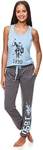 U.S. Polo Assn. Womens Lounge Set Tank Top Pajama Racerback Tank with Lace and Lounge Pant Pajamas for Women U.S. Polo Assn.