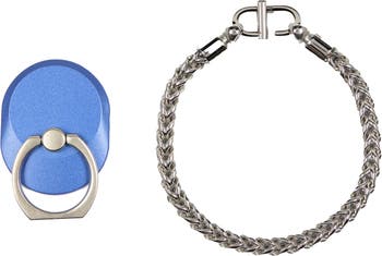 Браслет-цепочка из пшеницы и синее кольцо, комплект из 2 предметов William Rast