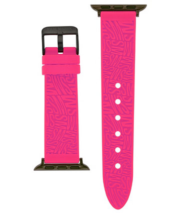Женский ярко-розовый силиконовый ремешок с тисненым вихревым логотипом, совместимый с Apple Watch диаметром 38, 40, 41 мм Steve Madden
