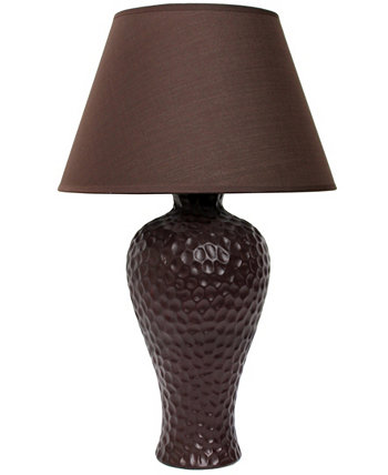 Essentix 20.08" Traditional Ceramic Textured Imprint Winding Table Desk Lamp with Empire Fabric Shade Creekwood Home