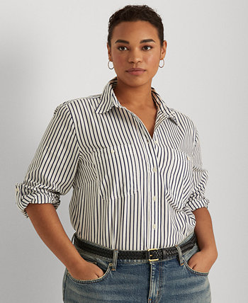 Рубашка на пуговицах в полоску больших размеров LAUREN Ralph Lauren