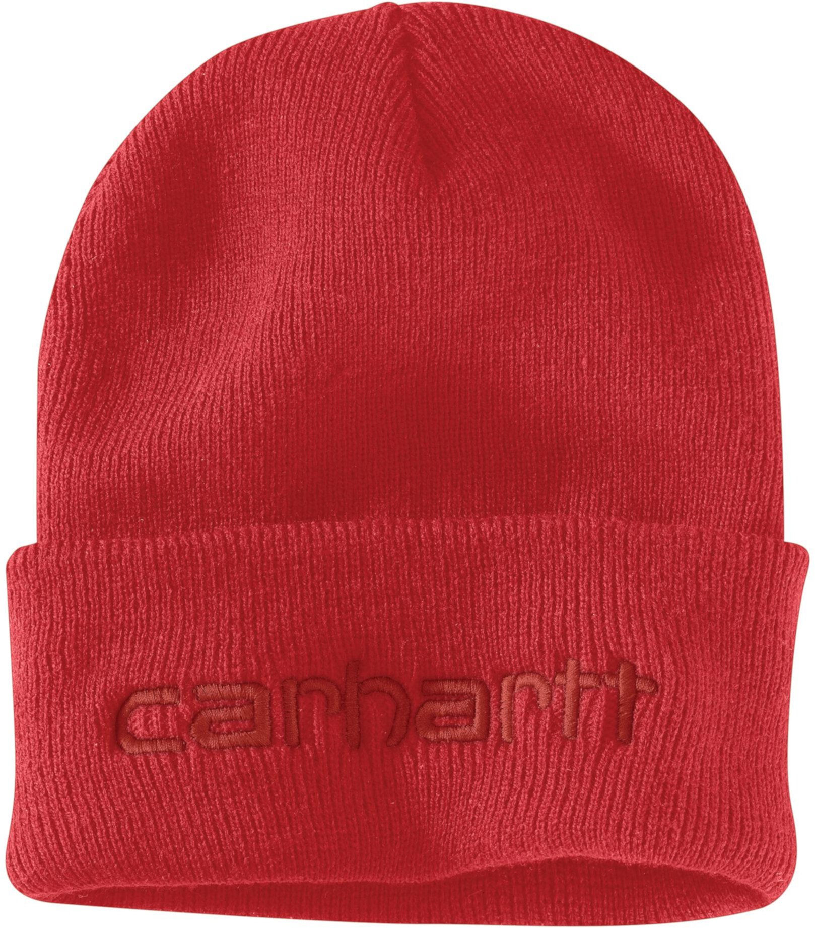 Вязаная утепленная шапка с логотипом и манжетами Carhartt