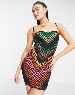 Разноцветное платье мини из корсетной сетки AFRM AFRM