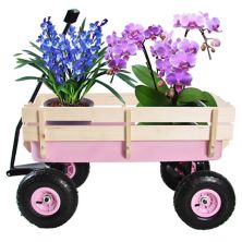 Children's Metal And Wood Side Rail Wagon Outdoor Shopping Cart Abrihome