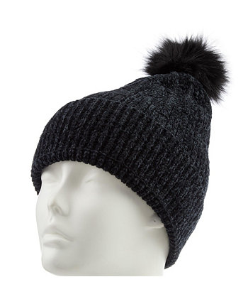 Шапка с помпоном ISOTONER Women's Classic Chenille Beanie with Cuff Pom ISOTONER