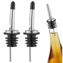 Stainless Steel Liquor Pourers with Rubber Dust Caps - 2 Pack Zulay