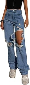 HDLTE Women Wide Leg Jeans High Waist Baggy Jeans Loose Boyfriend Jeans Denim Pants Y2K Hdlte