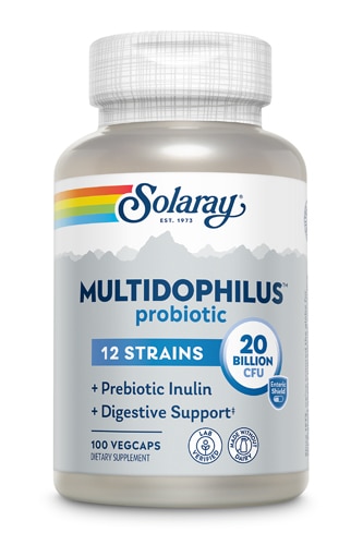 Solaray Multidophilus™ 12 — 20 миллиардов КОЕ — 100 кишечнорастворимых растительных капсул Solaray