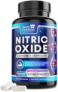 Extra Strength Nitric Oxide Supplement L Arginine 3X Strength - Citrulline Malate, AAKG, Beta Alanine - Premium Muscle Supporting Nitric Booster for Energy & Strength to Train Harder - 180 Capsules (Капсулы) Health Nutrition Naturals