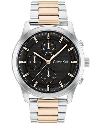 Мужские двухцветные часы-браслет из нержавеющей стали 44 мм Calvin Klein