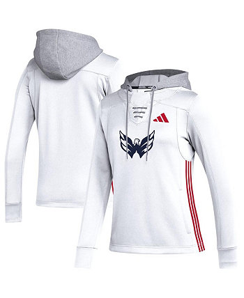 Женский белый пуловер с капюшоном Washington Capitals Refresh Skate Lace AEROREADY Adidas
