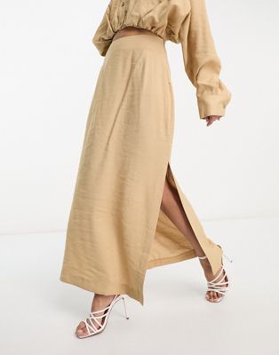 Светло-коричневая юбка миди с разрезами по бокам ASOS EDITION ASOS EDITION