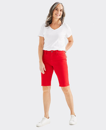 Женские джинсовые шорты-бермуды со средней посадкой и необработанными краями, созданные для Macy's Style & Co