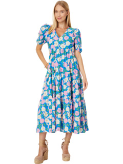 Платье миди с цветочным принтом и пышными рукавами English Factory