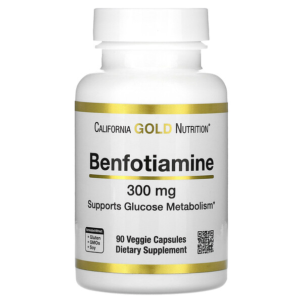 Бенфотиамин - 300 мг - 90 растительных капсул - California Gold Nutrition California Gold Nutrition