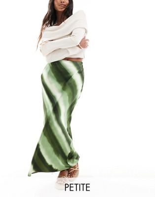 Зеленая эксклюзивная атласная юбка макси в полоску 4th & Reckless Petite 4TH & RECKLESS