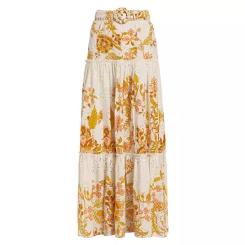 Belted Floral Maxi Skirt HEMANT & NANDITA