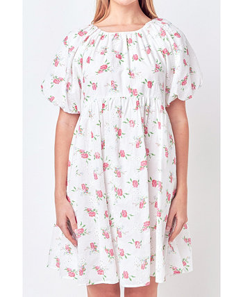Women's Floral Cotton Embroidered Dress English Factory