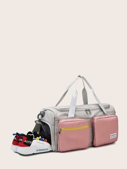 Двухцветная сумка-даффл с карманом SHEIN