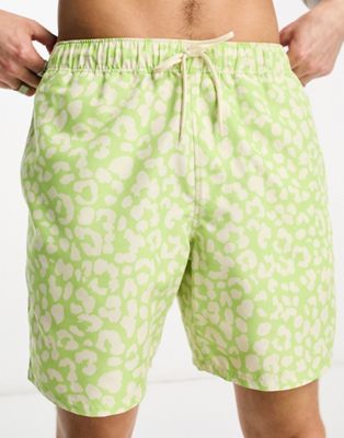 Короткие зеленые шорты для плавания с леопардовым принтом ASOS DESIGN ASOS DESIGN