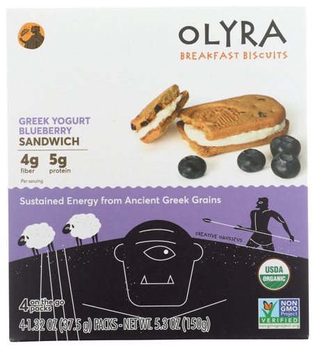 Печенье Olyra Breakfast Biscuits с греческим йогуртом и черникой — 5,3 унции Olyra