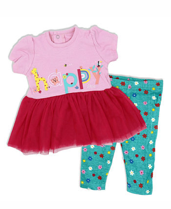 Платье-пачка Happy с короткими рукавами и леггинсы для маленьких девочек, комплект из 2 предметов Lily & Jack