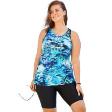 Swimsuits For All Women's Plus Size Longer-length Racerback Tankini Top Swim 365