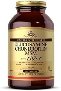 Solgar Extra Strength Glucosamine Chondroitin MSM w/ Ester-C, 180 Tablets (Таблетки) - Promotes Healthy Joints, Supports Comfortable Movement & Collagen Formation - Non-GMO, Gluten Free, Dairy Free - 60 Servings (Порции) Solgar