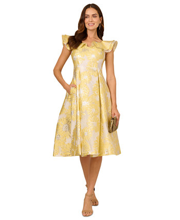 Women's Boat-Neck Flutter-Sleeve Dress Adrianna Papell