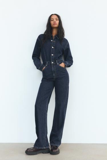 Женский Комбинезон ZARA TRF WIDE LEG FULL LENGTH DENIM JUMPSUIT ZARA