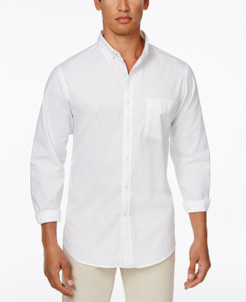 Мужская однотонная рубашка из эластичного хлопка оксфорд, созданная для Macy's Club Room