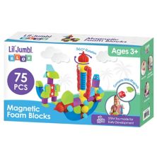 Lil Jumbl Blox 75-piece Magnetic Building Blocks Play Set, Foam Magnetic Blocks For Ages 3-6 Lil' Jumbl