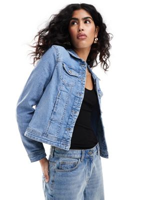 Only fitted denim jacket in light blue wash  ONLY