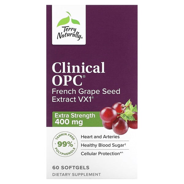 Clinical OPC, Extra Strength, 400 мг, 60 мягких желатиновых капсул Terry Naturally